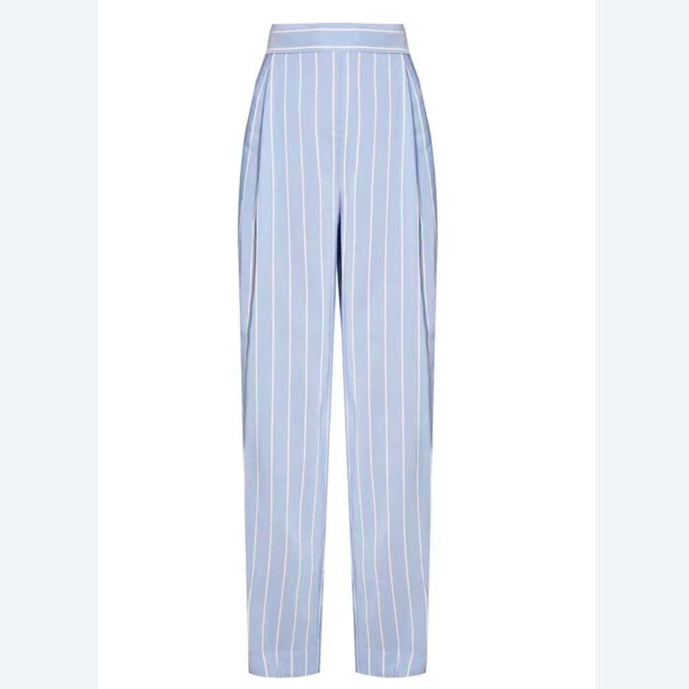 Vince Womens 445 Linen Cotton Stripe Blue Pant Pull On High Rise, Size XL, NWT